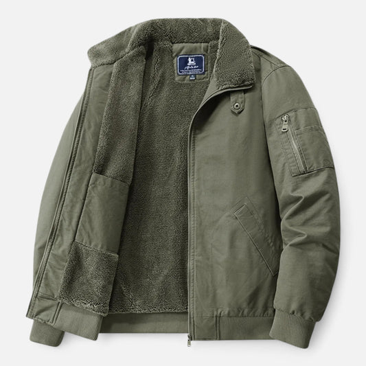 Leon | Herren Casual Jacke mit Reißverschluss & Stehkragen – Fleecegefütterte Baumwoll-Strickjacke