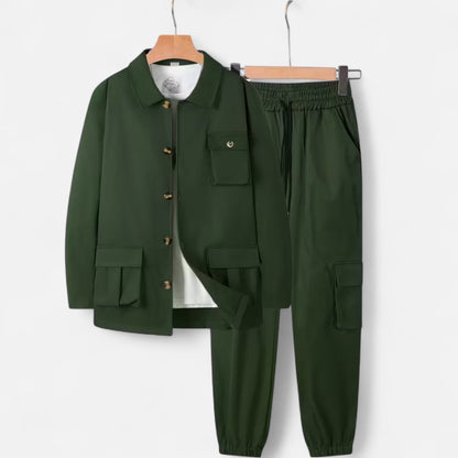 Holden | Herren Casual Workwear Set – Multi-Pocket Hemd & Jogger mit Kordelzug
