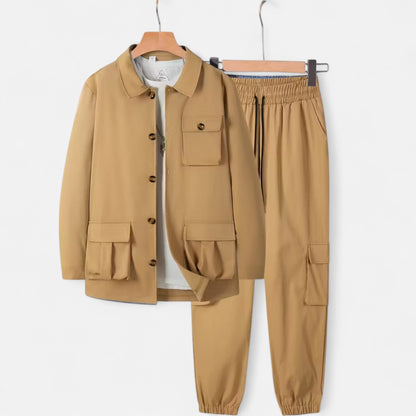 Holden | Herren Casual Workwear Set – Multi-Pocket Hemd & Jogger mit Kordelzug