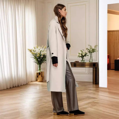Inderra | Damen Trenchcoat in Midi-Länge mit Bindegürtel & Reverskragen