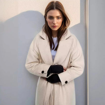 Inderra | Damen Trenchcoat in Midi-Länge mit Bindegürtel & Reverskragen