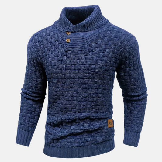 Quenby | Herren Strickpullover mit Schalkragen, Knopfleiste & klassischem Regular Fit