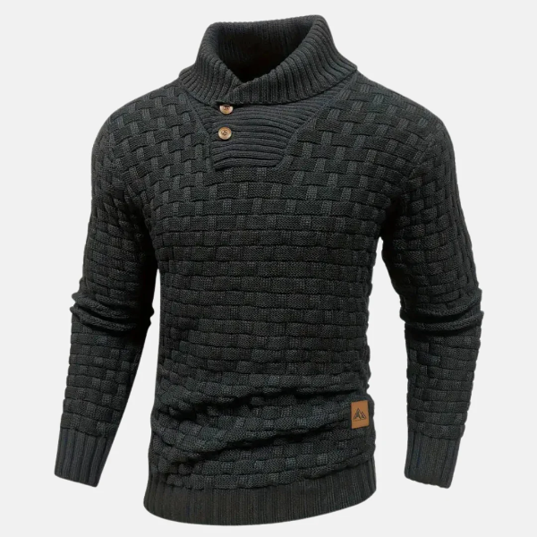 Quenby | Herren Strickpullover mit Schalkragen, Knopfleiste & klassischem Regular Fit