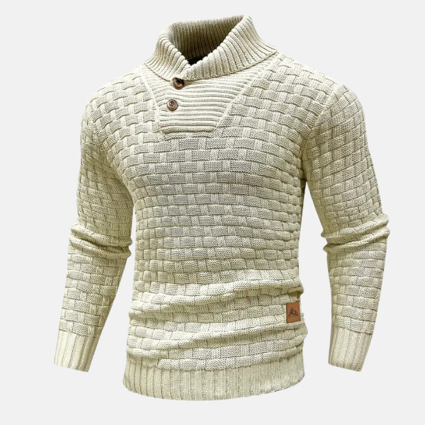 Quenby | Herren Strickpullover mit Schalkragen, Knopfleiste & klassischem Regular Fit