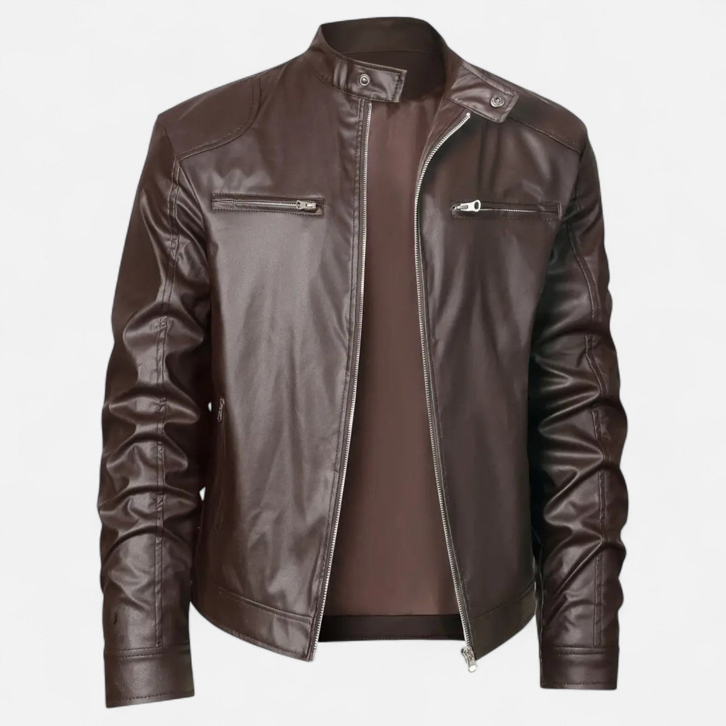Hendrik | Herren Lederoptik Jacke – Zipped Biker Style für Herbst & Winter