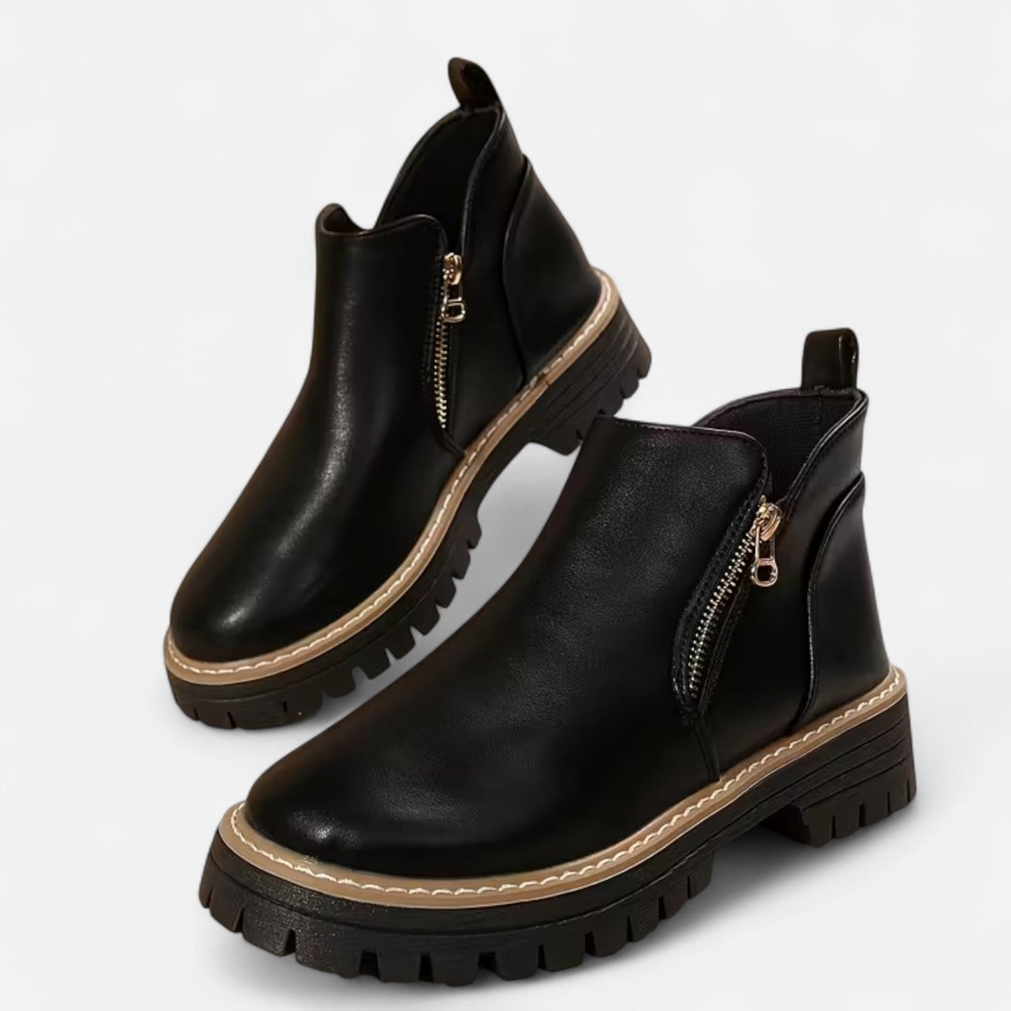 Syrenna | Damen Stiefeletten mit robuster Sohle – Seitlicher Reißverschluss & Kurzschaft Boots für Alltag & Freizeit