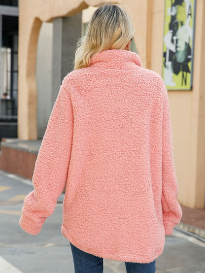 Kaelith | Damen Shacket Oversized aus Teddyfleece, Lang & mit Taschen