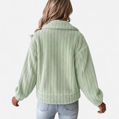 Talwina | Damen Casual Jacke aus Plüsch – Dicke, warme Jacke mit Reverskragen & Solider Farbe