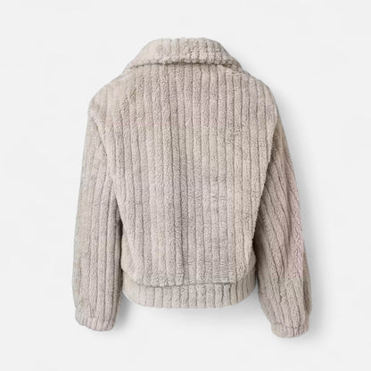 Talwina | Damen Casual Jacke aus Plüsch – Dicke, warme Jacke mit Reverskragen & Solider Farbe