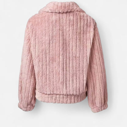 Talwina | Damen Casual Jacke aus Plüsch – Dicke, warme Jacke mit Reverskragen & Solider Farbe