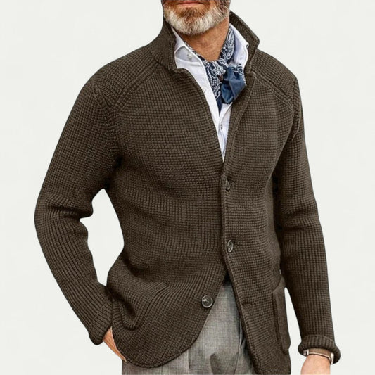 Dean | Herren Strick-Cardigan mit Knopfleiste & Stehkragen, strukturiertes Design