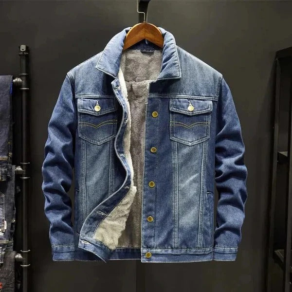 Kingswell | Herren Denim Trucker Jacket mit Fleece Innenfutter, Relaxed Fit & Brusttaschen