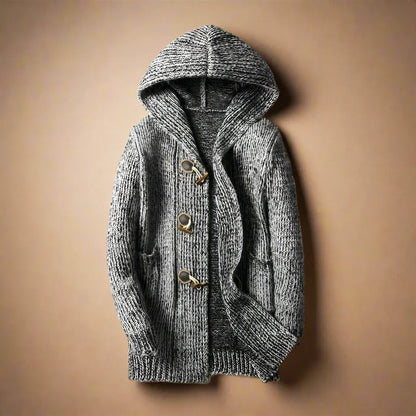 Justine | Herren Strick-Cardigan mit Kapuze, Regular Fit & Knebelknöpfen