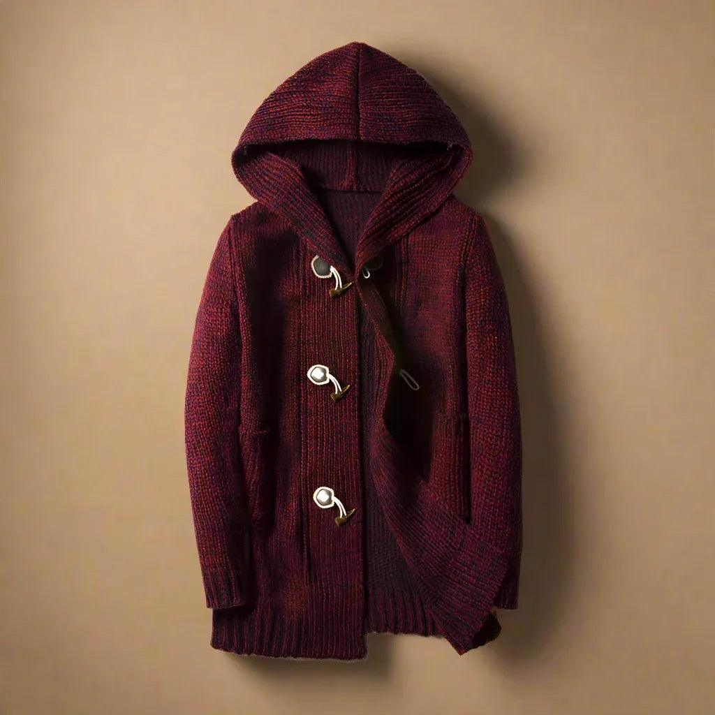 Justine | Herren Strick-Cardigan mit Kapuze, Regular Fit & Knebelknöpfen