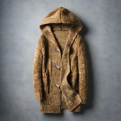 Justine | Herren Strick-Cardigan mit Kapuze, Regular Fit & Knebelknöpfen