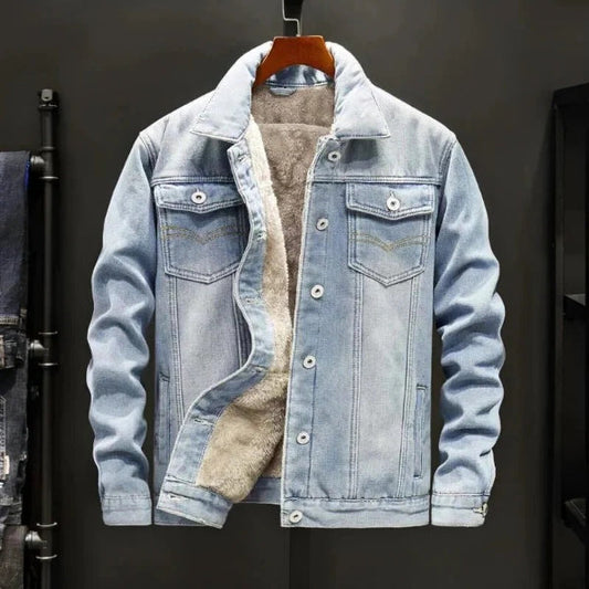 Kingswell | Herren Denim Trucker Jacket mit Fleece Innenfutter, Relaxed Fit & Brusttaschen