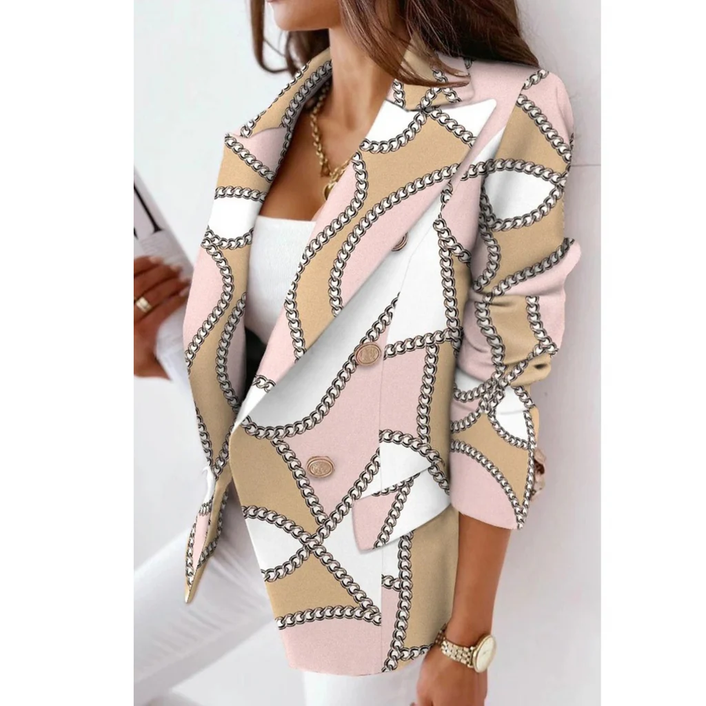 Betina | Damen Blazer mit Tailored Fit, Reverskragen & Doppelreiher | Elegant gemustert & figurbetont