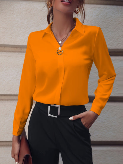 Damen Einfarbige Bluse mit tailliertem Schnitt – Elegante Bluse für Büro und stilvolle Alltagslooks