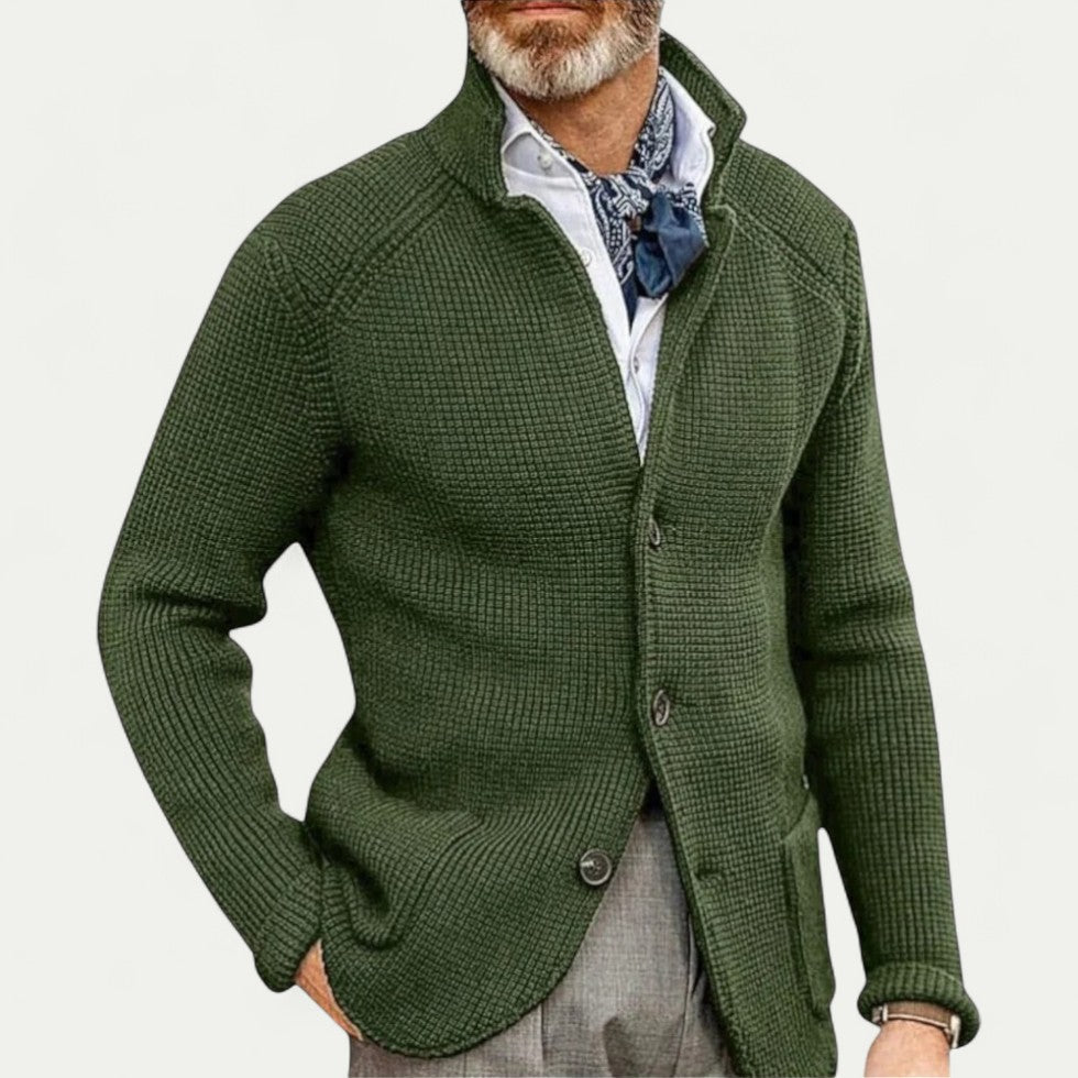 Dean | Herren Strick-Cardigan mit Knopfleiste & Stehkragen, strukturiertes Design
