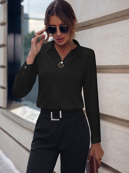 Damen Einfarbige Bluse mit tailliertem Schnitt – Elegante Bluse für Büro und stilvolle Alltagslooks