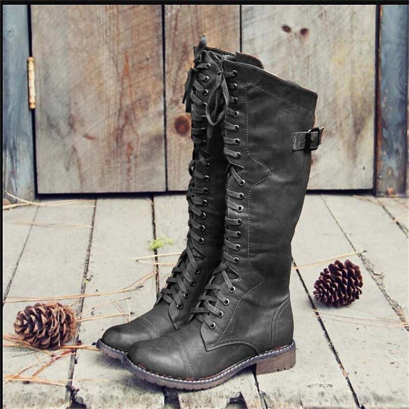 Damen Schnürstiefel im Vintage-Look | Hohe Boots für stilvolle Herbst- & Winter-Outfits