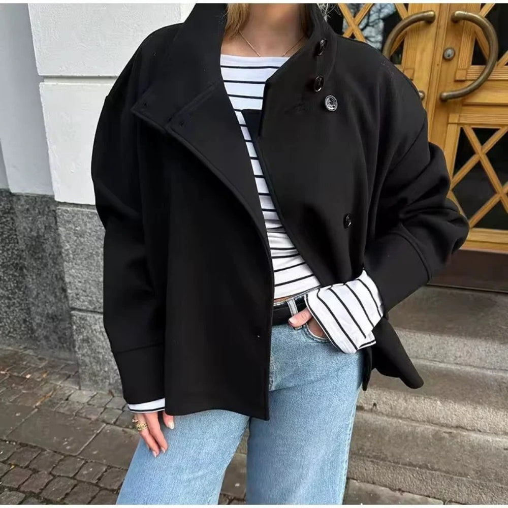 Damen Übergangsjacke mit hohem Kragen – Klassische Kurzjacke für Alltag und wechselnde Temperaturen