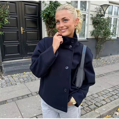 Damen Übergangsjacke mit hohem Kragen – Klassische Kurzjacke für Alltag und wechselnde Temperaturen