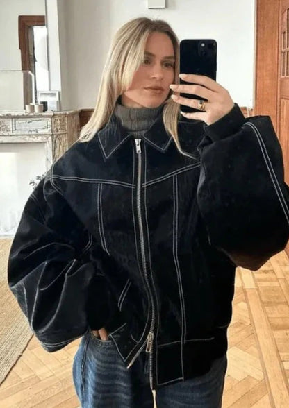 Damen Kurz geschnittene Übergangsjacke mit Reißverschluss – Moderne Jacke für Alltag und wechselnde Temperaturen