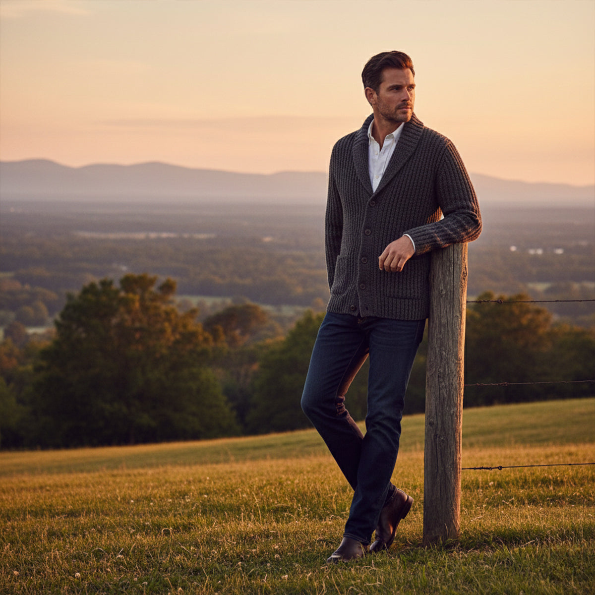 Strukturierter Herren Strickcardigan mit Reverskragen – Warm, Stilvoll & Vielseitig Kombinierbar