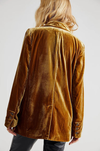 Damarisse | Damen Samt Blazer mit Klassischem Revers & Doppelreihigen Knöpfen