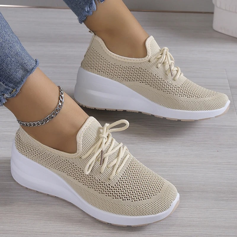 Veron | Damen Atmungsaktive Mesh-Sneaker mit Schnürung & Plateau – Bequem, Modern & Leicht