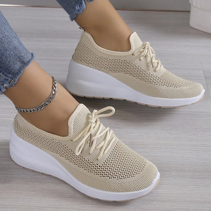 Veron | Damen Atmungsaktive Mesh-Sneaker mit Schnürung & Plateau – Bequem, Modern & Leicht
