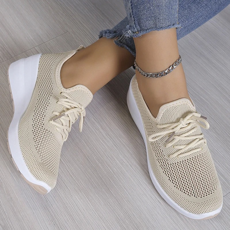 Veron | Damen Atmungsaktive Mesh-Sneaker mit Schnürung & Plateau – Bequem, Modern & Leicht