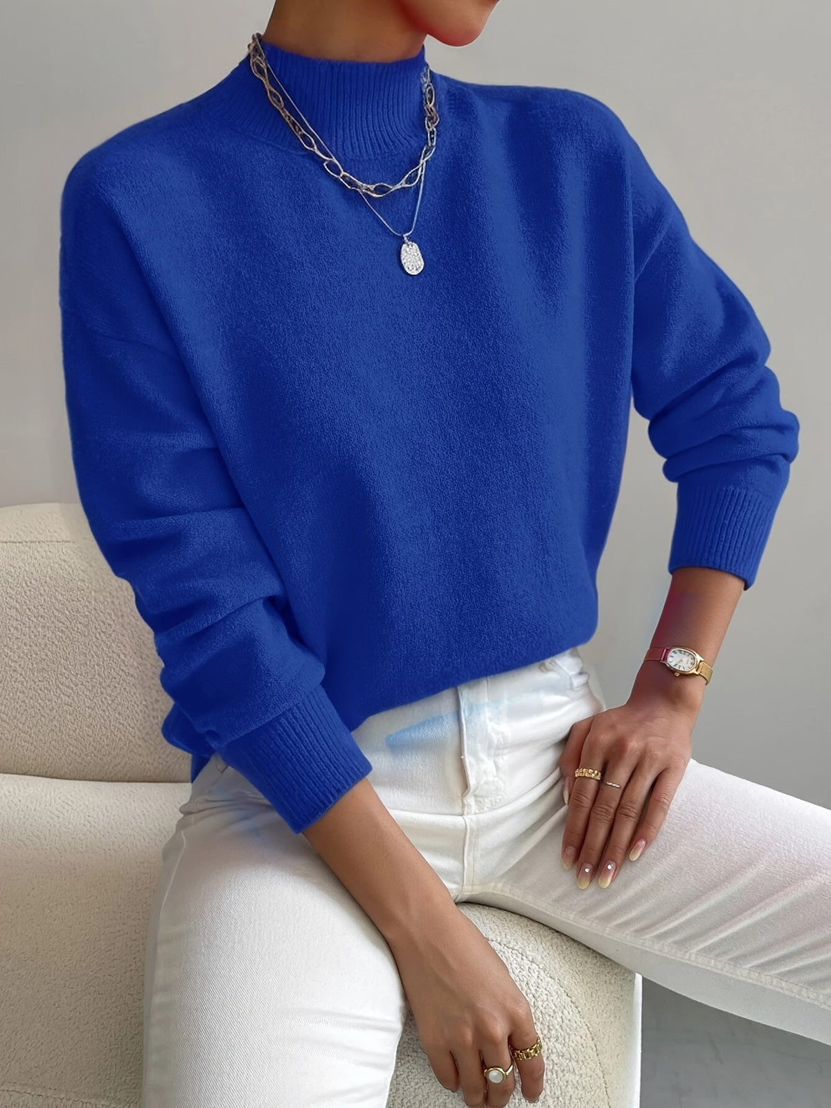 Damen Feinstrickpullover mit Stehkragen | Weicher Komfort für stilvolle Herbst- & Winter-Outfits