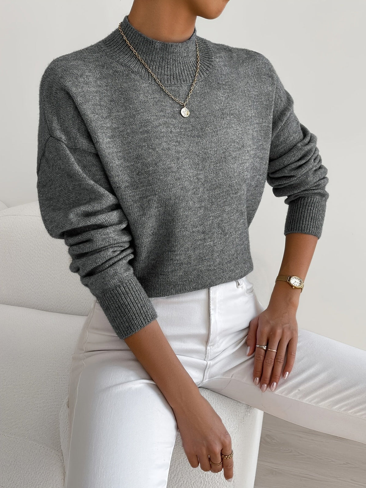 Damen Feinstrickpullover mit Stehkragen | Weicher Komfort für stilvolle Herbst- & Winter-Outfits
