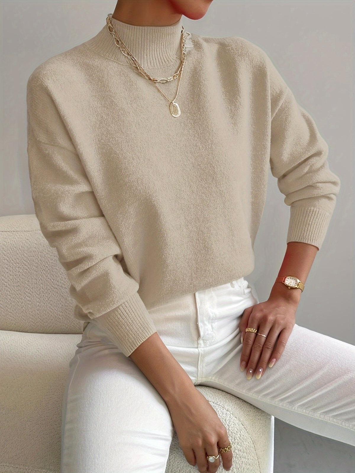 Damen Feinstrickpullover mit Stehkragen | Weicher Komfort für stilvolle Herbst- & Winter-Outfits