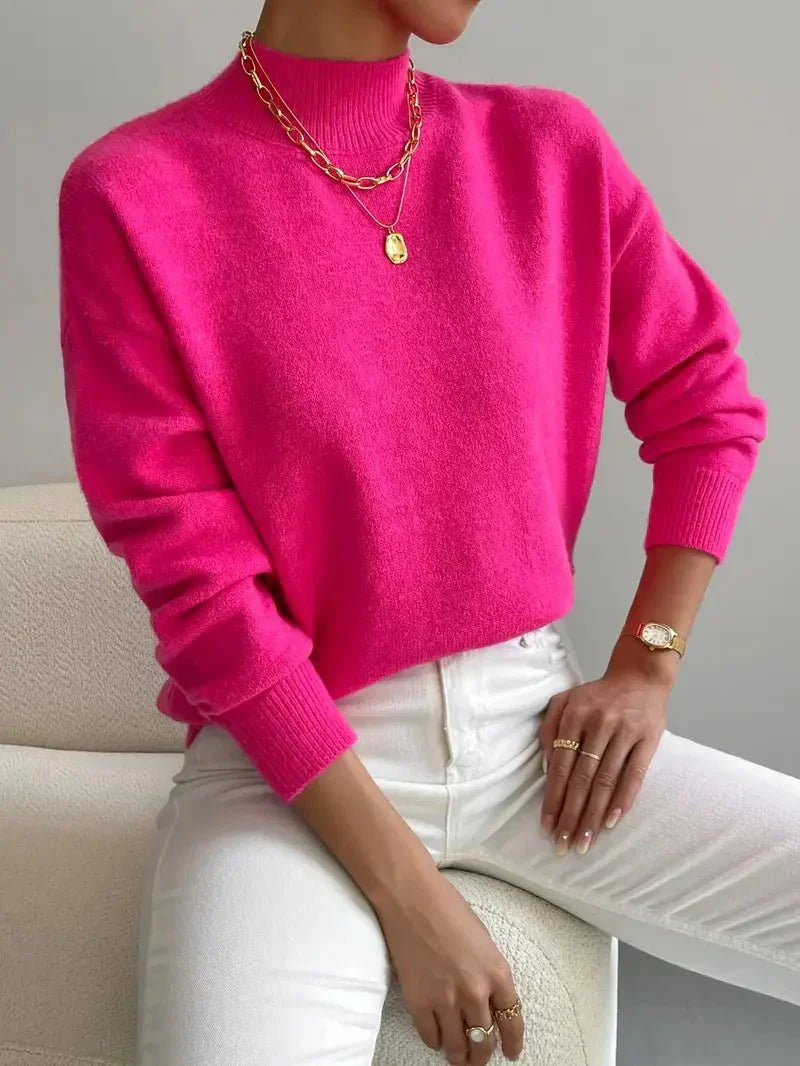 Damen Feinstrickpullover mit Stehkragen | Weicher Komfort für stilvolle Herbst- & Winter-Outfits