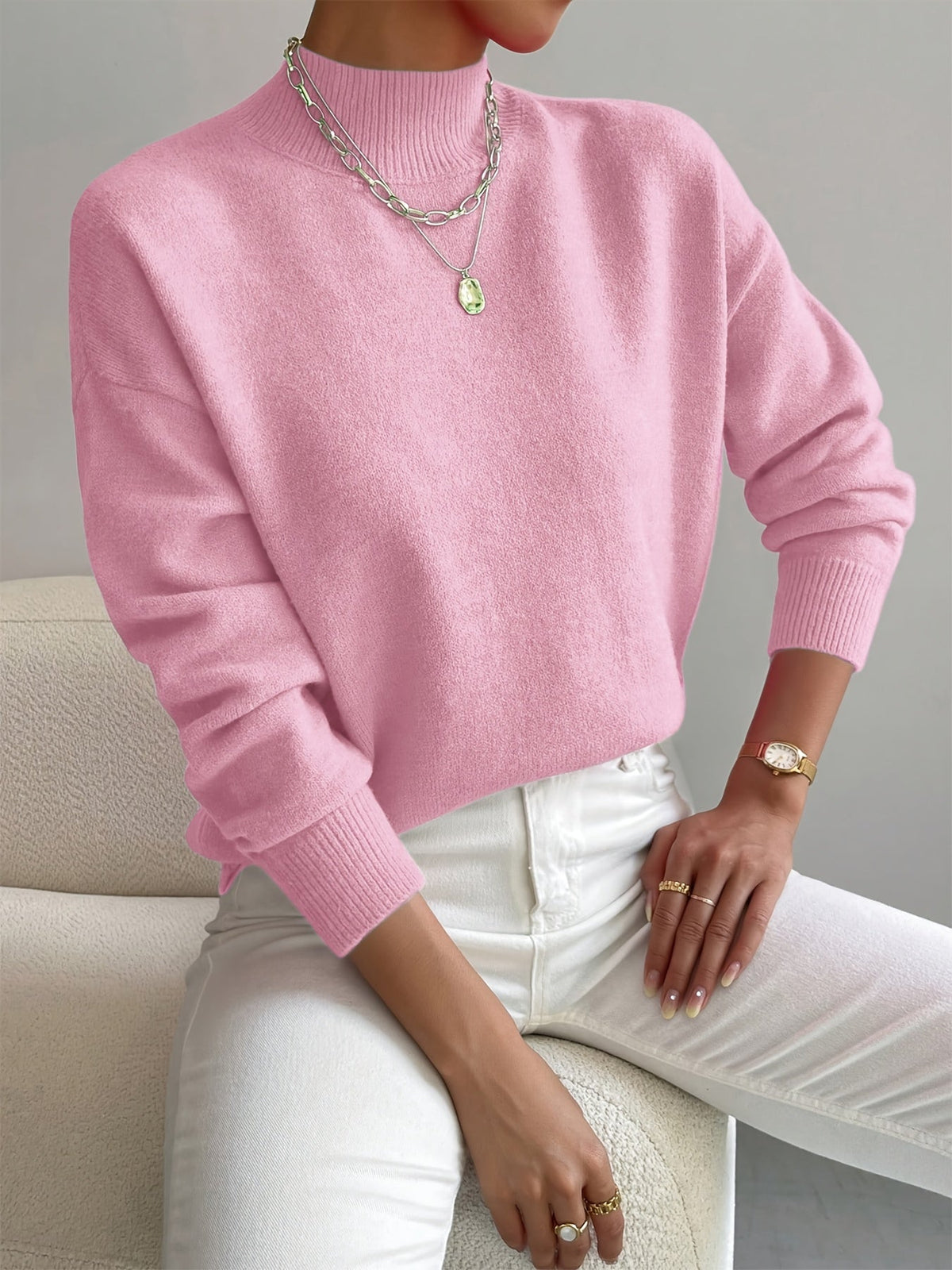 Damen Feinstrickpullover mit Stehkragen | Weicher Komfort für stilvolle Herbst- & Winter-Outfits