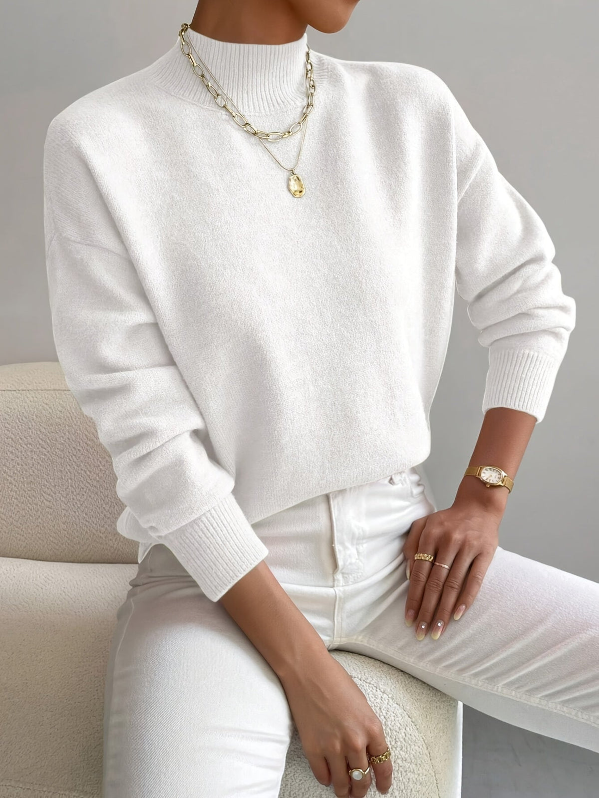 Damen Feinstrickpullover mit Stehkragen | Weicher Komfort für stilvolle Herbst- & Winter-Outfits