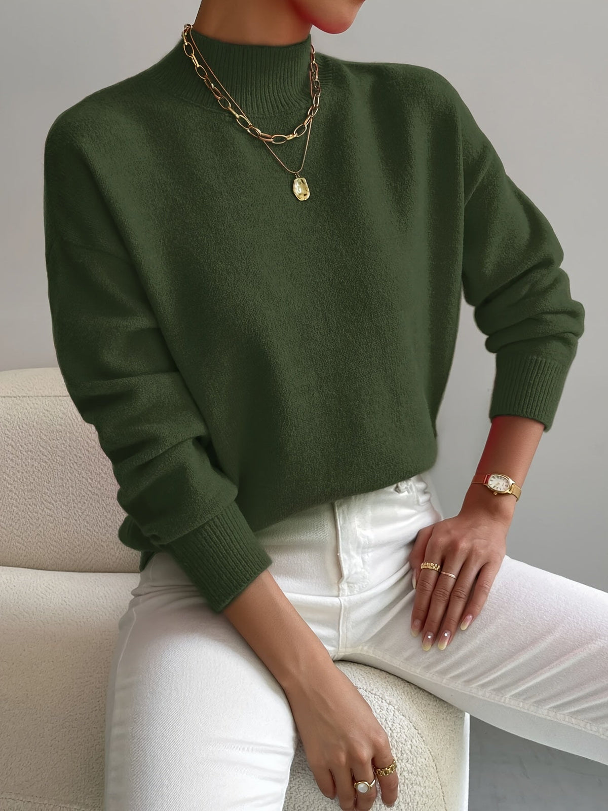 Damen Feinstrickpullover mit Stehkragen | Weicher Komfort für stilvolle Herbst- & Winter-Outfits
