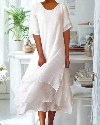 Damen Midi-Abendkleid mit mehrlagigem Saum – Elegantes Kleid für Alltag, Hochzeiten und besondere Anlässe