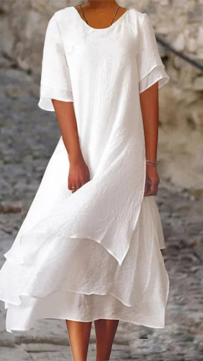 Damen Midi-Abendkleid mit mehrlagigem Saum – Elegantes Kleid für Alltag, Hochzeiten und besondere Anlässe