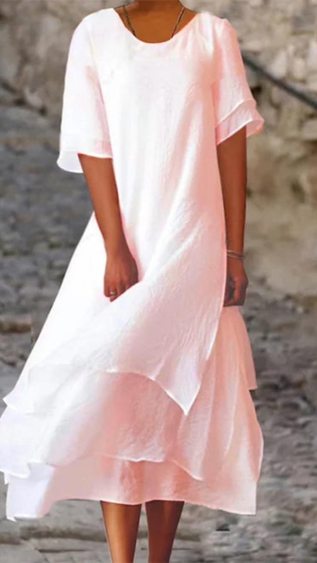 Damen Midi-Abendkleid mit mehrlagigem Saum – Elegantes Kleid für Alltag, Hochzeiten und besondere Anlässe