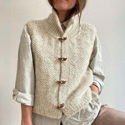 Strukturierte Damenweste mit Knopfdaunen | Ärmelloser Stricklook für Alltag & Freizeit