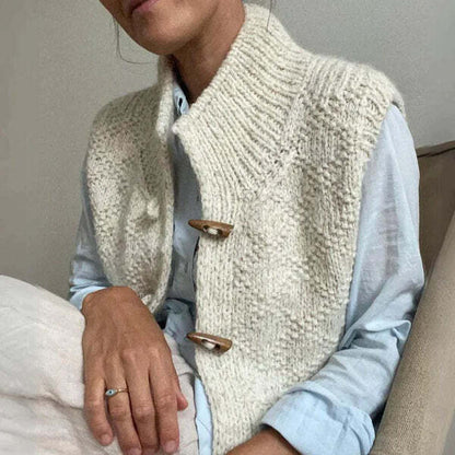 Strukturierte Damenweste mit Knopfdaunen | Ärmelloser Stricklook für Alltag & Freizeit