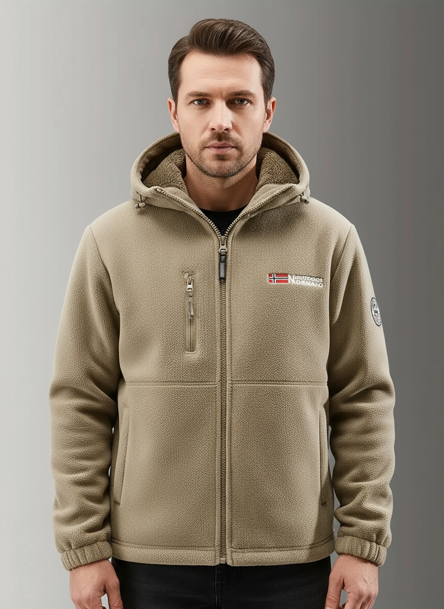 Herren Fleecejacke mit Kapuze & Reißverschluss – Warm, Funktional & Vielseitig
