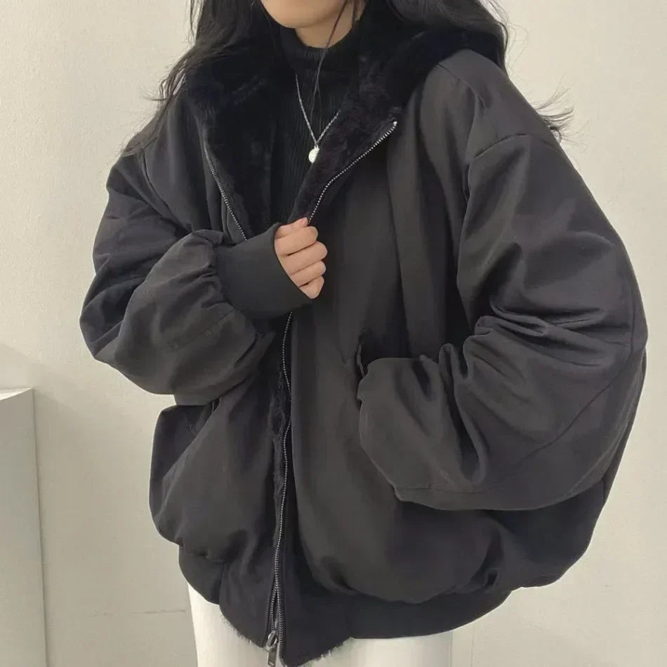 Damen Winterjacke Oversize | Kuschelige Jacke mit Fleece-Innenfutter