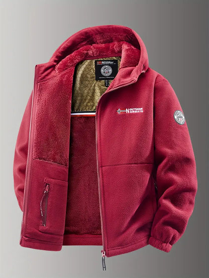 Herren Fleecejacke mit Kapuze & Reißverschluss – Warm, Funktional & Vielseitig