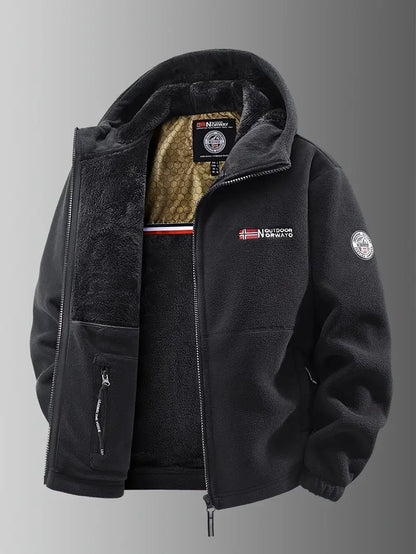 Herren Fleecejacke mit Kapuze & Reißverschluss – Warm, Funktional & Vielseitig