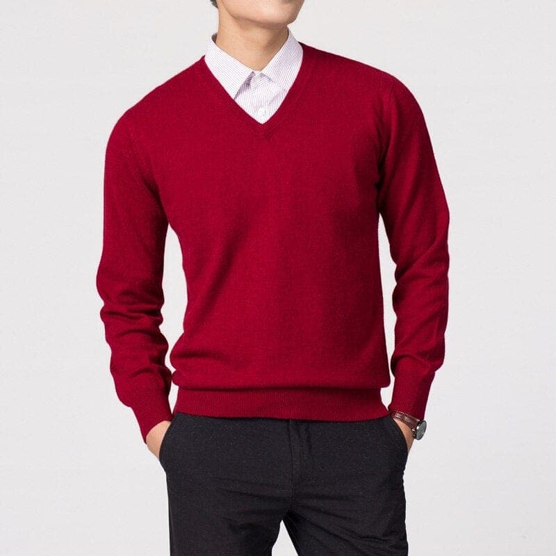 Eleganter Herren Cashmere-Pullover mit V-Ausschnitt – Luxuriös, Warm & Zeitlos Stilvoll